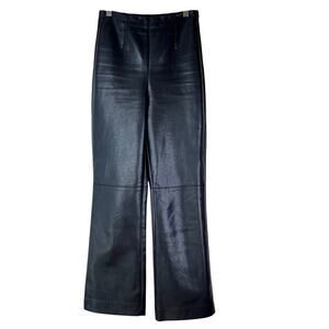 Aritzia Wilfred Porto Faux Leather Kick Flare Pants High Rise Black 00 Flat